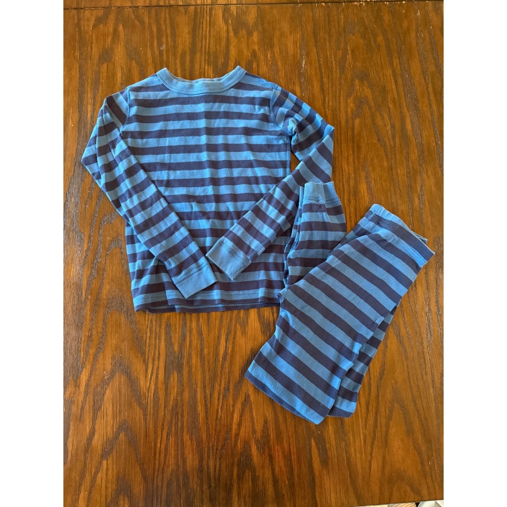 Hanna Andersson Pajama Set Kids Size 10 Blue Striped Organic Cotton PJs